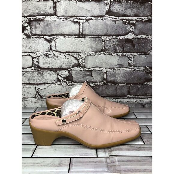 AQUATALIA Pink Patent Leather Square Toe Heel Mules Shoes Women’s Sz 8M US/39EU - Picture 6 of 16